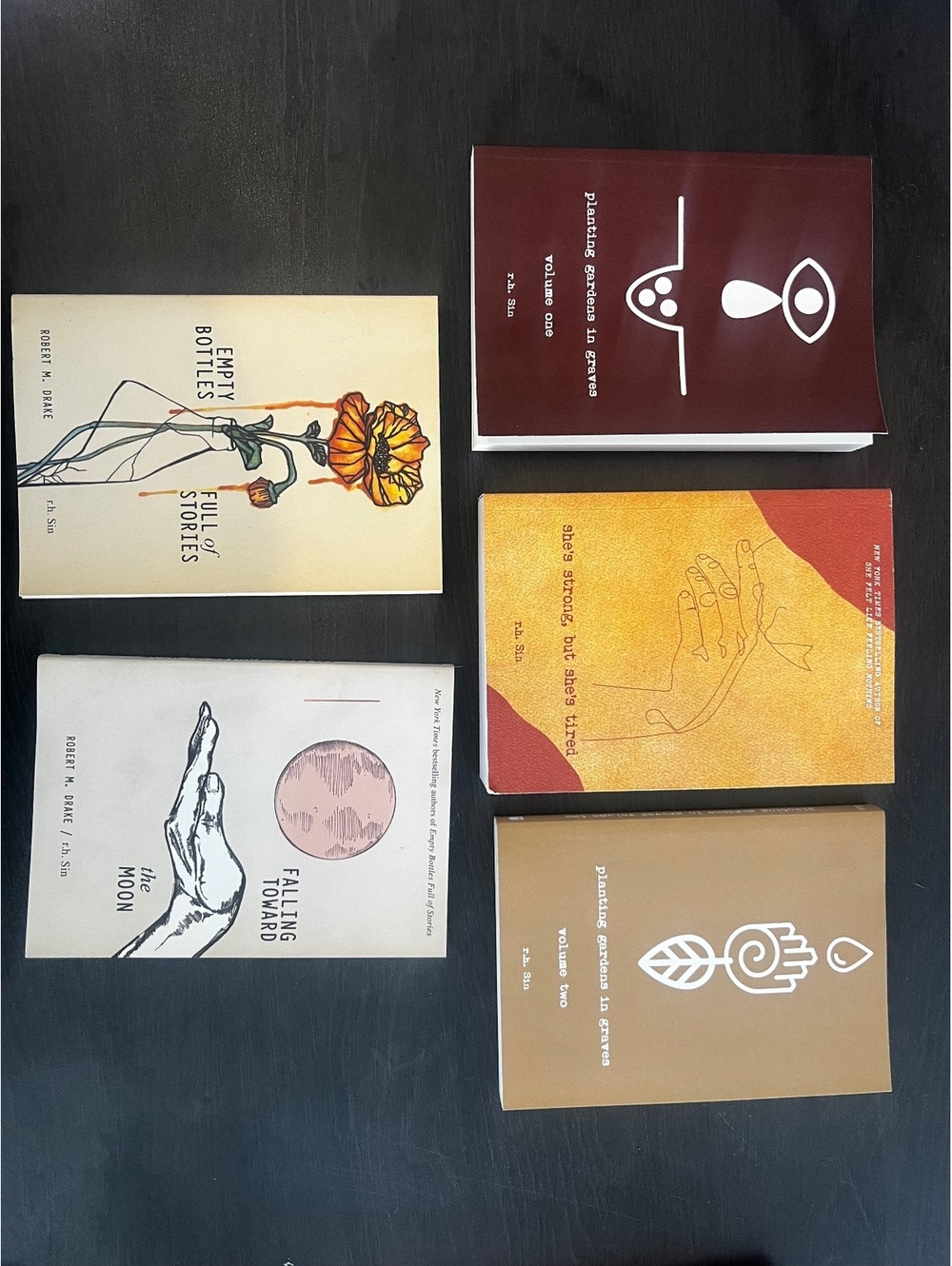 r.h. Sin & Robert M. Drake Poetry Book Lot – 5 Paperback Collection